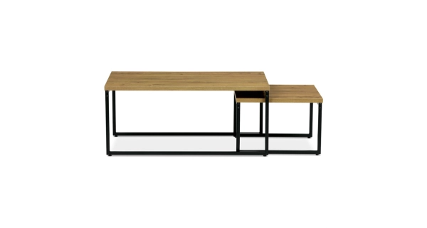 Sada 2 konferenčních stolů ZORORJOR, divoký dub, černý kov