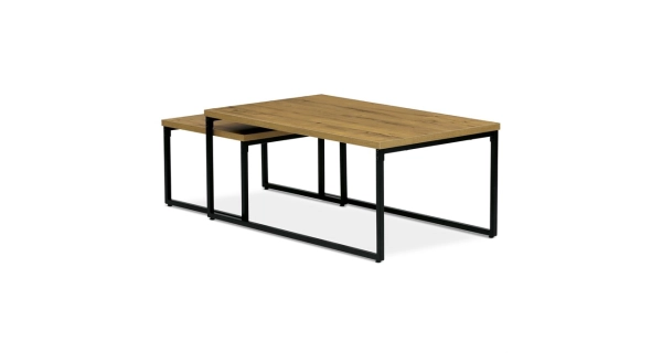 Sada 2 konferenčních stolů ZORORJOR, divoký dub, černý kov