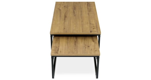 Sada 2 konferenčních stolů ZORORJOR, divoký dub, černý kov