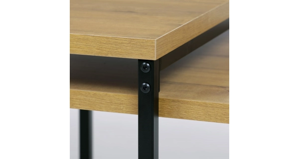 Sada 2 konferenčních stolů ZORORJOR, divoký dub, černý kov