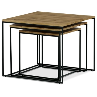 Sada 3 konferenčních stolů JERLON, dekor divoký dub, černý kov