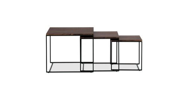 Sada 3 konferenčních stolů JERLON, dekor ořech, černý kov