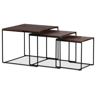 Sada 3 konferenčních stolů JERLON, dekor ořech, černý kov