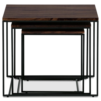 Sada 3 konferenčních stolů JERLON, dekor ořech, černý kov