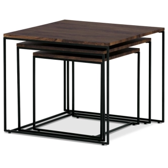 Sada 3 konferenčních stolů JERLON, dekor ořech, černý kov