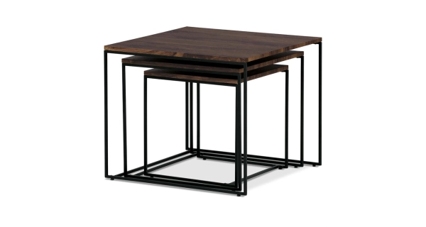 Sada 3 konferenčních stolů JERLON, dekor ořech, černý kov