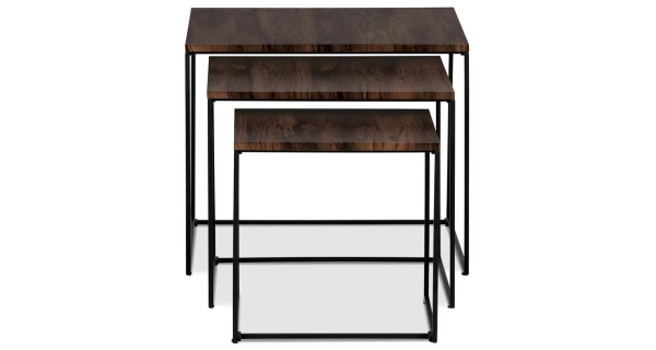 Sada 3 konferenčních stolů JERLON, dekor ořech, černý kov