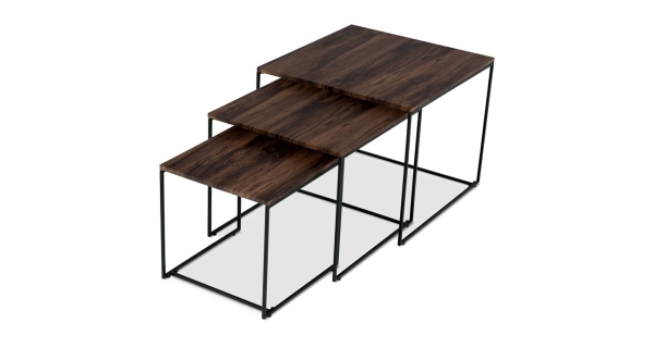 Sada 3 konferenčních stolů JERLON, dekor ořech, černý kov