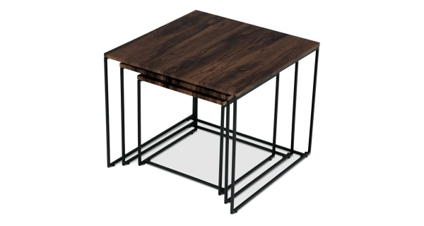 Sada 3 konferenčních stolů JERLON, dekor ořech, černý kov