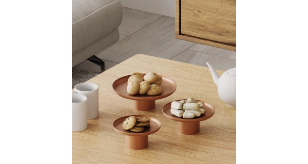 Sada 3 kovových talířů NN01209, měděná