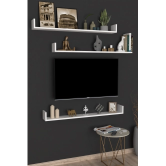 Sada 3 nástěnných polic HALYOR 120 cm, bílá