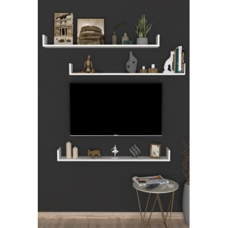 Sada 3 nástěnných polic HALYOR 120 cm, bílá