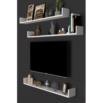 Sada 3 nástěnných polic HALYOR 120 cm, bílá