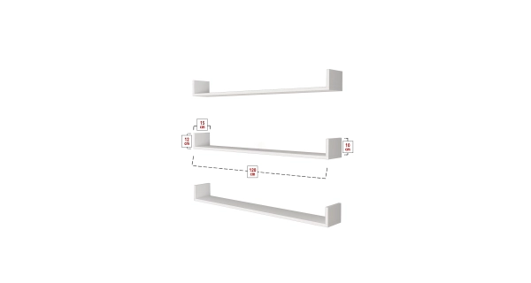 Sada 3 nástěnných polic HALYOR 120 cm, bílá