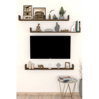 Sada 3 nástěnných polic HALYOR 120 cm, lydia