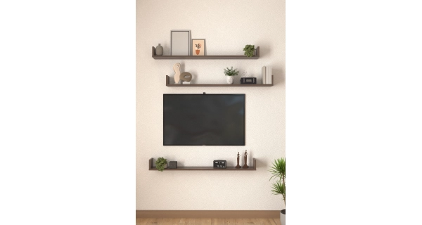 Sada 3 nástěnných polic HALYOR 120 cm, mars