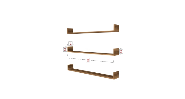 Sada 3 nástěnných polic HALYOR 120 cm, ořech