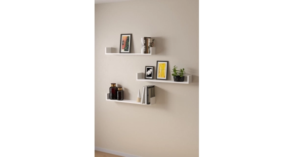 Sada 3 nástěnných polic HALYOR 90 cm, bílá