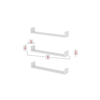 Sada 3 nástěnných polic HALYOR 90 cm, bílá