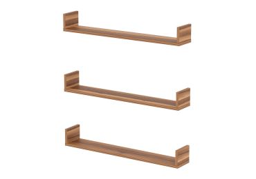 Sada 3 nástěnných polic HALYOR 90 cm, ořech