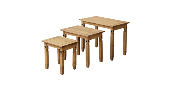 Sada 3 stolků PIMBOW, medová borovice