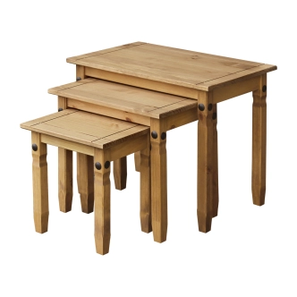 Sada 3 stolků PIMBOW, medová borovice