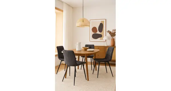 Sada 4 ks jídelních židlí VALTI, šedá látka/kov