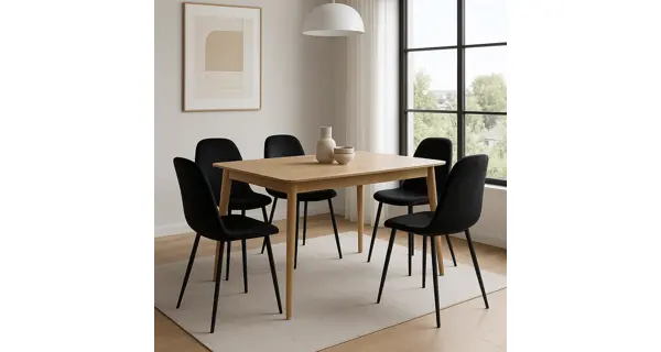 Sada 4 ks jídelních židlí ZENMO, černá látka/kov