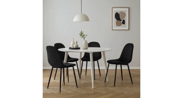 Sada 4 ks jídelních židlí ZENMO, černá látka/kov