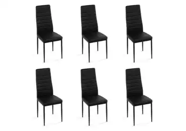 Sada 6 ks jídelních židlí LEMEL, černá ekokůže/kov