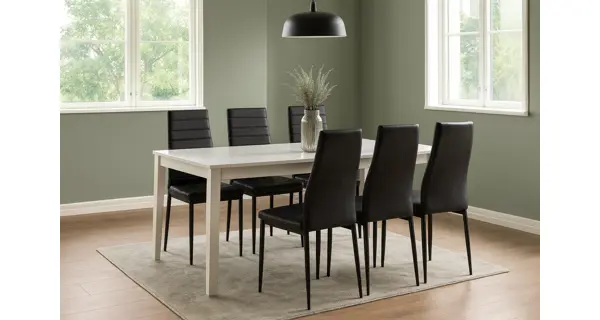 Sada 6 ks jídelních židlí LEMEL, černá ekokůže/kov