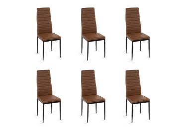 Sada 6 ks jídelních židlí LEMEL, hnědá ekokůže/kov