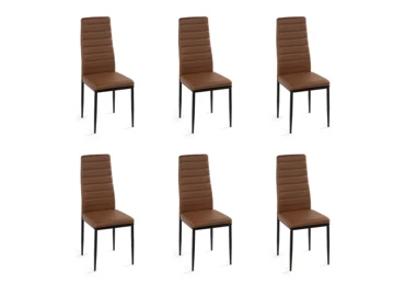 Sada 6 ks jídelních židlí LEMEL, hnědá ekokůže/kov