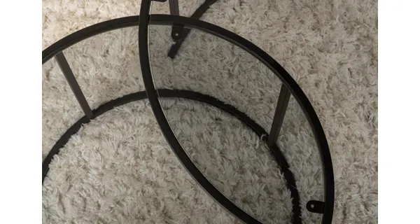 Sada konferenčních stolků FERMIS - 80 + 60 cm, černá/šedé sklo