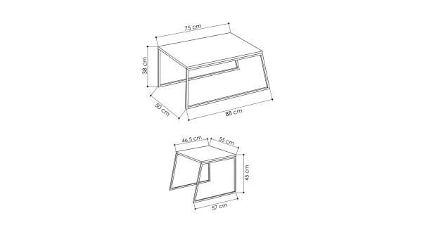 Sada konferenčních stolků JERVER, antracit/černá