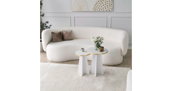 Sada konferenčních stolků LORMIS, bílá/zlatá