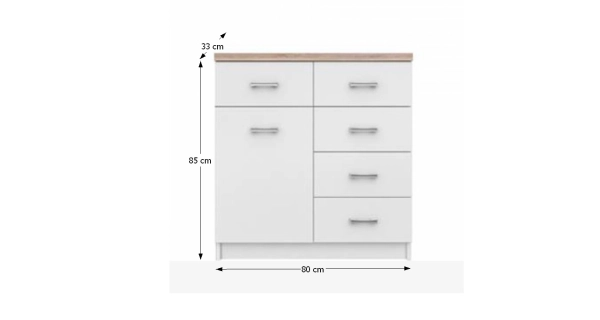 SANGIR komoda 1D4S, bílá/dub sonoma