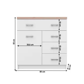 SANGIR komoda 1D4S, bílá/dub sonoma