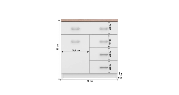 SANGIR komoda 1D4S, bílá/dub sonoma