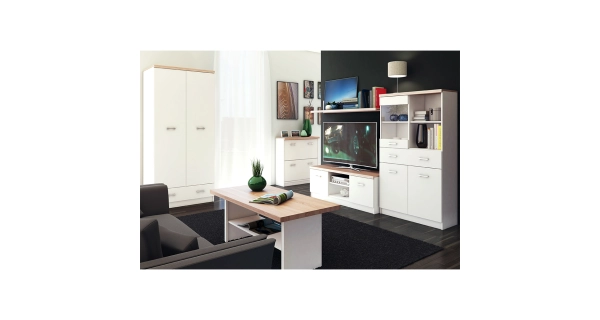 SANGIR komoda 2D, bílá/dub sonoma