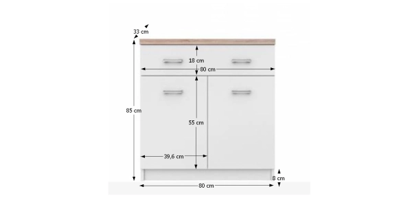 SANGIR komoda 2D1S, bílá/dub sonoma