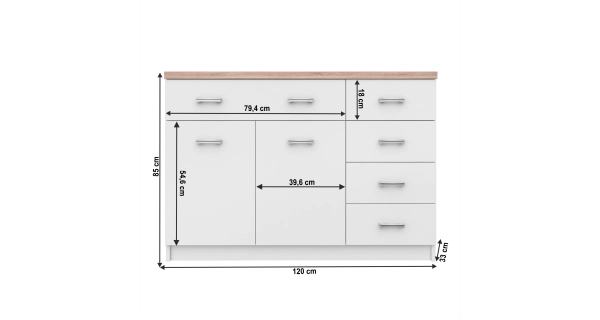 SANGIR komoda 2D5S, bílá/dub sonoma