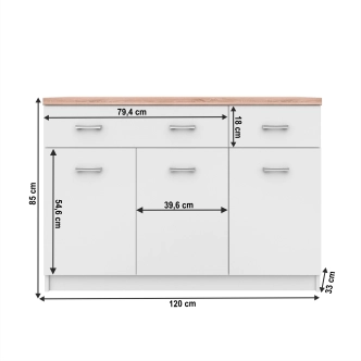 SANGIR komoda 3D2S, bílá/dub sonoma