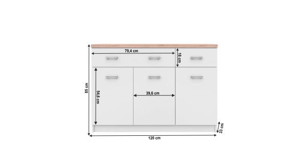 SANGIR komoda 3D2S, bílá/dub sonoma