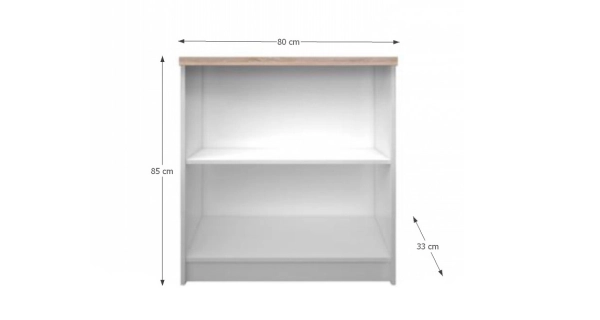 SANGIR regál nízký, bílá/dub sonoma