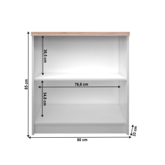 SANGIR regál nízký, bílá/dub sonoma