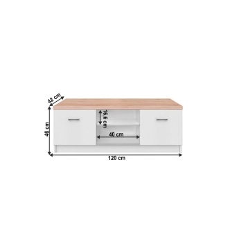 SANGIR RTV stolek 2D, bílá/dub sonoma