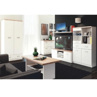 SANGIR RTV stolek 2D, bílá/dub sonoma