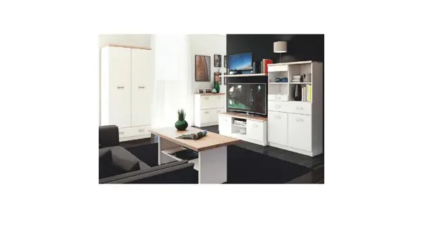 SANGIR šatní skříň 2D1S, bílá/dub sonoma