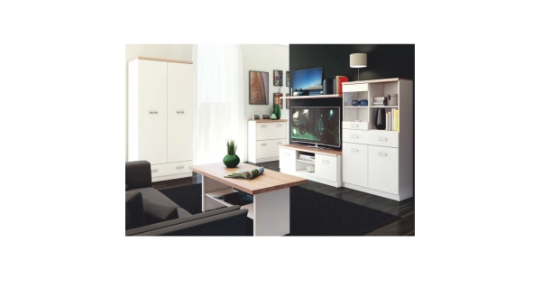 SANGIR vitrína 2D1S, bílá/dub sonoma